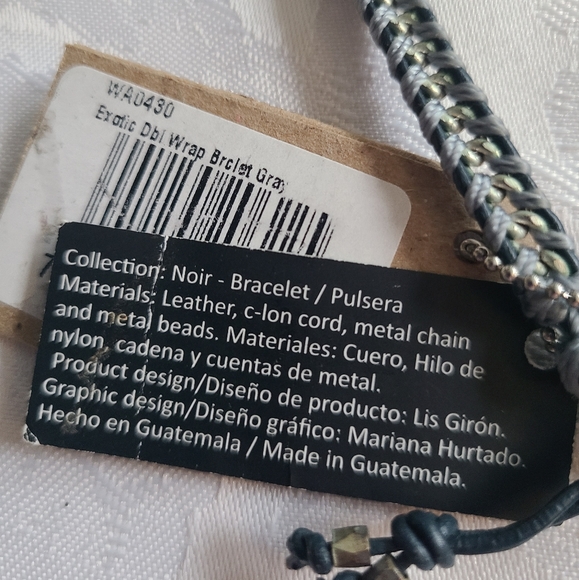 Wakami Noir handmade double wrap grey bracelet - Picture 2 of 4